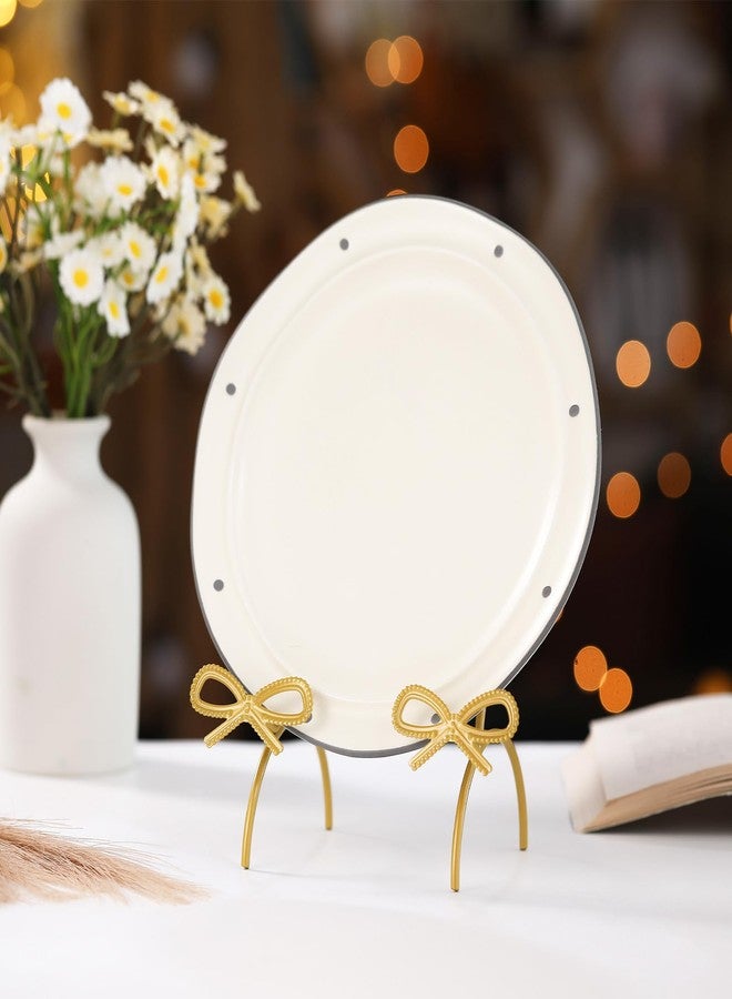 LemonRoad Bow Plate Stands for Display 6 Inch Gold Metal Decorative Platters Holder Brass Frame Display Easel Stand for Picture Decorative Plate Photo Easel Tabletop Art - Image 5